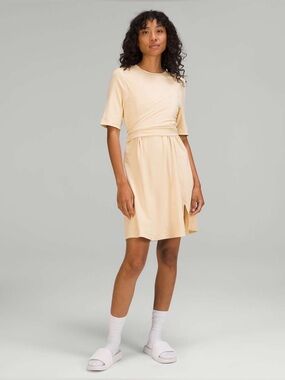 Lululemon Cotton Wrap-Front T-Shirt Dress Prosecco